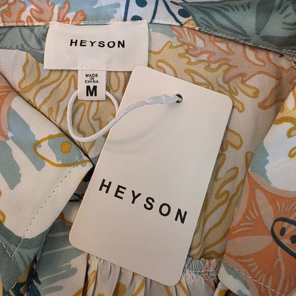 Heyson Womens Button Up Top Floral Chest Pocket Short Sleeve Mulitcolor Medium - Picture 5 of 13